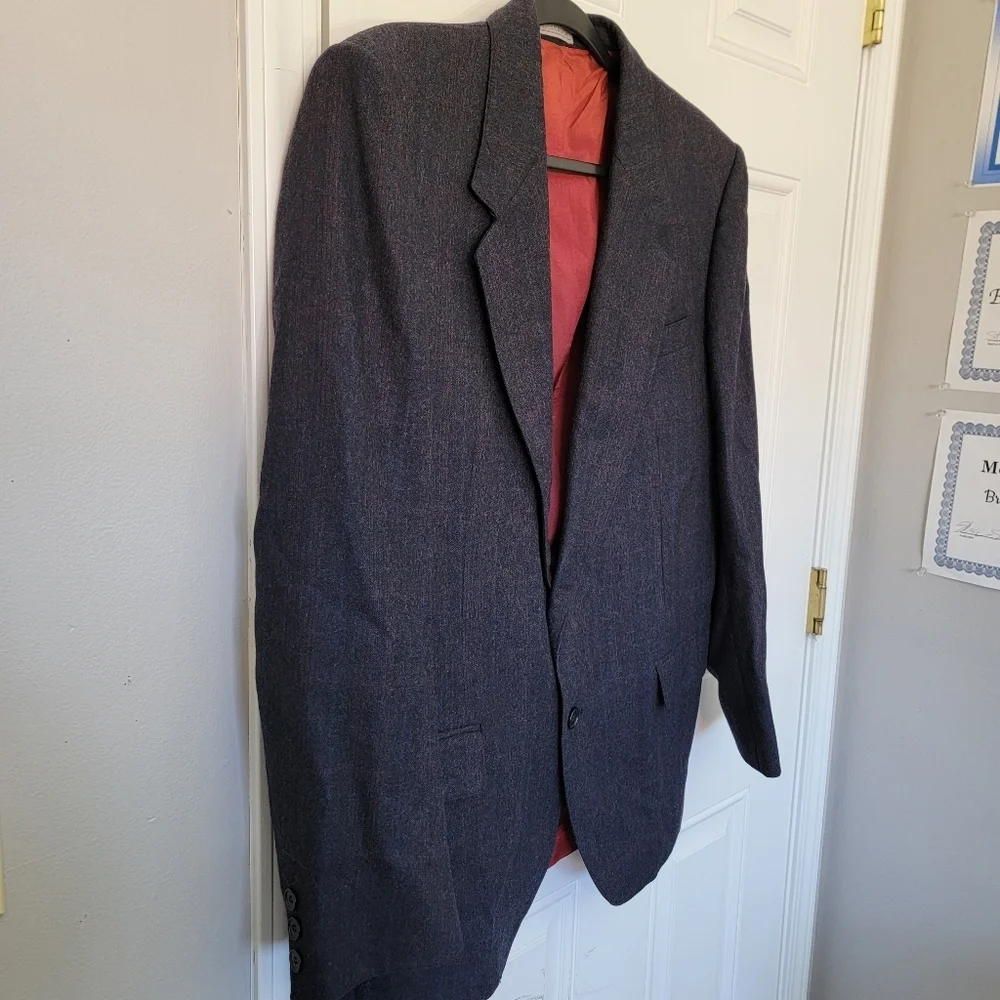 Westmount Club International 100% Wool 2 Button Blazer Jacket Gray Red Size 44R